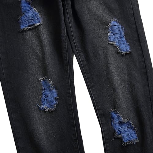 Mens Jeans Slim Fit with Green Gauze Ripped Comfort Flex Waist Jeans Men Fashion Distressed Cowboy Pants Men3