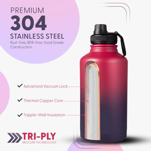 Image of DOCAT Water Bottle 2 Litre, Stainless Steel Sipper Water Bottle, Leak Proof Lid, Rust Proof, 24 Hours Hot and Cold Thermosteel Vacuum Insulated Water Bottle for Travel, Home, Gym, Office