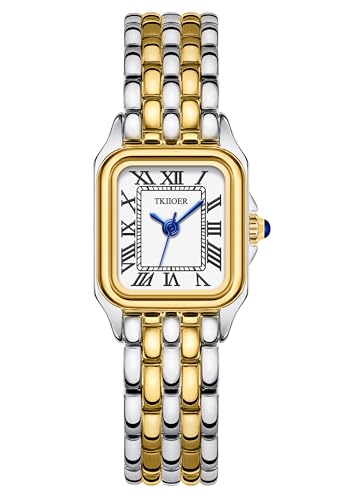 Small Gold Watches for Women, Vintage Roman Dial Women's Watches, Rectangular Case Ladies Analog Watch