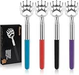 Plazuria (4-Pack) Extendable Back Scratchers - Metal Claws with Telescopic Rubber Handles - Stocking Stuffers...