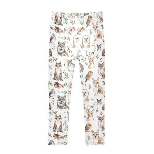 Cute Animals Fox Owl Girls Leggings Athletic Pants Tights Stretch Bottom
