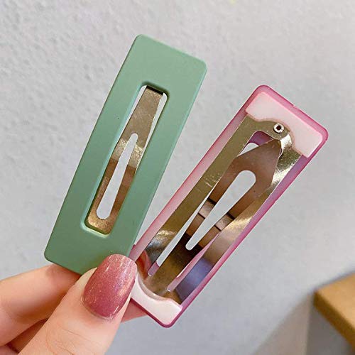 Aeyistry 8 Pcs Rainbow Square Clips Hair Clips Snap Barrette Accessories Rectangle Headwear Hair Styling Tools, Unisex(8 Colors) #TOP4