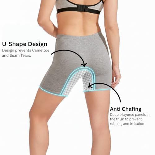 Image of Bralux Cycling Shorts for Women, Girls with Cotton Spandex Set of 3 - Multi Colour Rib Shorts