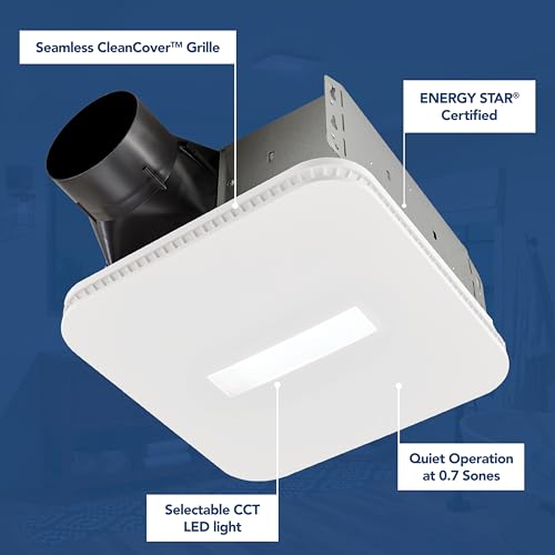 Image of Broan-NuTone AER80CCTK CleanCover Bath Fan, 80 CFM, 0.7 Sone, with Selectable CCT LED Light, Energy Star, White