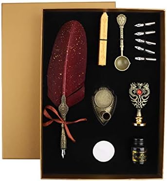 Mengxin Penna Piuma Inchiostro Penna Stilografica Piuma Set Scrittura Calligrafica con 5 Pennini di Ricambio Penna D’oca Regalo per Matrimonio Natale Compleanno Anniversario (Rosso) Mengxin Penna Piuma Inchiostro Penna Stilografica Piuma Set Scrittura Calligrafica con 5 Pennini di Ricambio Penna D’oca Regalo per Matrimonio Natale Compleanno Anniversario (Rosso)