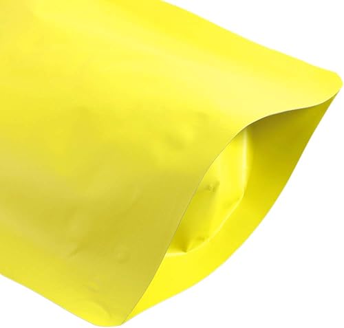 Miniatura 4 de QQ Studio Bolsas de pie de aluminio Mylar mate sellables de doble cara (100 bolsas) (5.1 x 7.1 pulgadas, amarillo mate)