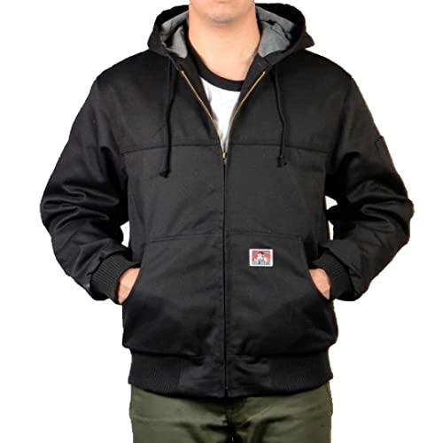 Ben Davis Men Jackets Hooded Front Zipper Fleece Lining Knit Cuffs Black Style 344