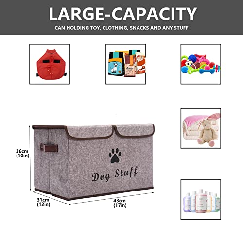 Dog toy box with lid dog storage organizer perfect basket for dog toys living room, playroom, closet, home organization and storage - LightGray - Image 4
