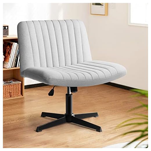 LEMBERI Fabric Padded Desk Chair No Wheels, Armless Wide Swivel Home Office Desk Chair,120°Rocking Mid Back Ergonomic Computer Task Vanity Chairs for Office, Home, Make Up,Small Space, Bed Room,Gray