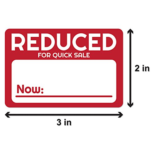 Reduced Price for Quick Sale Now (3 x 2 inch, Red - 300 Labels) Writable Pricing Stickers for Retail Stores, Grocery Stores, Garage Sales, Yard Sale or Price Marker Labels - Thumbnail 2