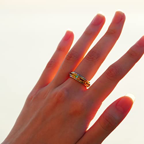 Image of Muses Art Design Fidget Rings, Anxiety Rings, Spinner Rings, Band Rings with Birthstone, Stainless Steel, Women and Men, Meditation Rings, Thumb Rings, Stress Relieving and Anxiety Reducing