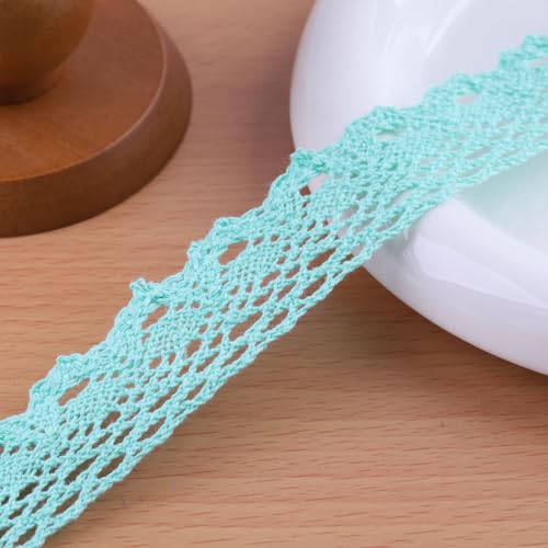 20 Yards x 1 Inch Lace Ribbon Vintage Lace Trim Crochet Cotton Lace Edge for Christmas Package DIY Sewing Wedding Bridal Dress,Costume,Crafts and Sewing (Green)