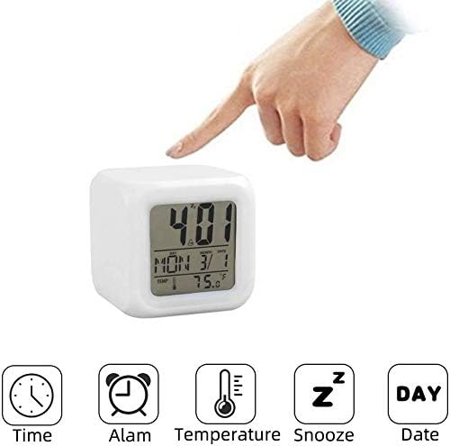 Colors LED Alarm Clock, Digital Alarm Clock with Snooze Function, LCD Screen Displays Time, Date, Temperature, Best Gift for Children Birthday, Christmas or Game Lovers