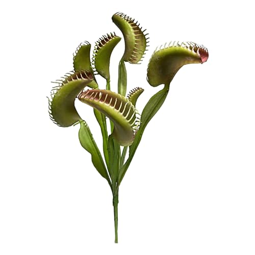 Generisch Künstliche Vinylpflanzen lebensechte fleischfressende Pflanzen für Halloween Dekorationen und botanische Ausstellungen Vase Altrosa (Green One Size)