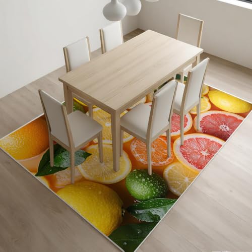 Tapis de salon orange agrumes pour une chambre chaleureuse