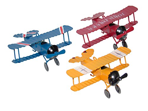 Ceeyali Vintage Wrought Iron Metal Plane Aircraft Models Handicraft for Photo Props/Christmas/Kids Toy/Cake Topper/Home Decor/Ornament/Desktop Decoration Pack of 3