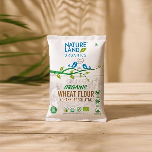 Image of Natureland Organics Whole Wheat Flour 5 Kg - Organic Wheat Flour (Pack of 2)