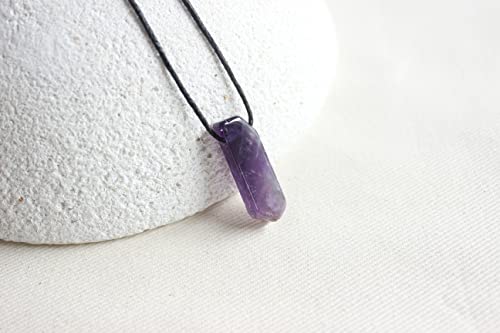 Crystal Stones Necklace - Women Healing Stone, Girls Choker, Men Spiritual Energy, Best Friend Gift, Mens Gifts, Purification Pendants, Cute Gemstone, Crystals Jewelry, Boho Hippie (Amethyst) #TOP3
