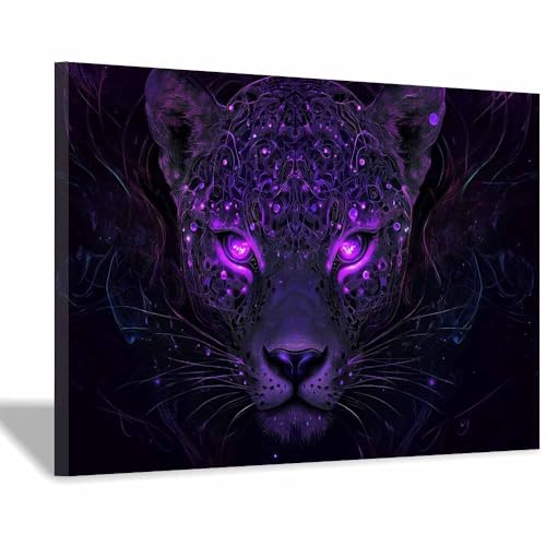 Impression sur toile léopard violet 40x60cm cadre mural