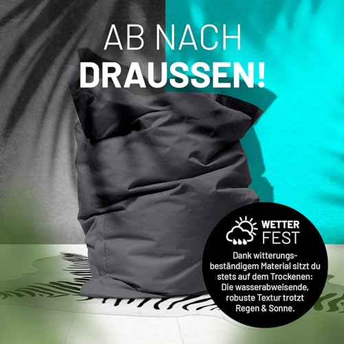 Lumaland Riesen-Sitzsack XXL 140x180 cm | Wasserfestes Indoor & Outdoor Liegekissen mit über 3 Mio....