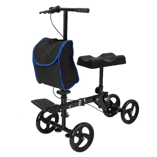 Knee Scooter Rollator Walker with Seat Knee Walker Adjustable Height with Bag Foldable Convenient to Travel for Foot Injuries Adult