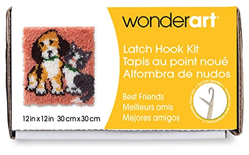Image of Wonderart 58439Caron Latch Hook Kit 12 inchX12 inch, Best Friends