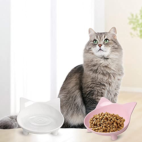 Cat Bowl Cat Food Bowls Non Slip Dog Dish Pet Food Bowls Shallow Cat Water Bowl Cat Feeding Wide Bowls To Stress Relief Of Whisker Fatigue Pet Bowl Of Dogs Cats Rabbits Puppy(Safe Food-Grade Material) #TOP6