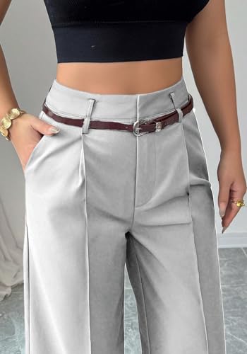 Women's Wide Leg Pants High Waisted Dressy Business Pants Straight Leg Casual Trousers with Pockets4
