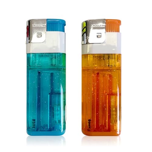 Accendini Trasparenti Al Butano, 2 Accendini Jumbo Ricaricabili Al Butano, Accendini A Fiamma Morbida, Accendino Trasparente Extra Lungo e Durevole per Candele Regalo Fornello da Campeggio (Color : B