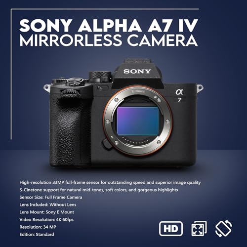 Sony Alpha a7 IV Full Frame Mirrorless Interchangeable Lens Digital 4K Camera, Black - Bundle with 128GB SD Memory Card, Camera Backpack, Extra Battery