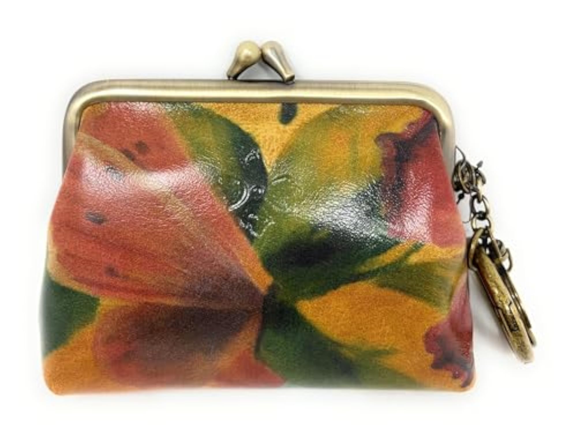 Leather Borse Coin Purse, Watercolor Design