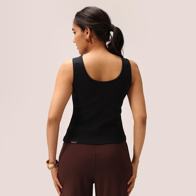BlissClub Blissentials, canotta da donna Henley con scollo rotondo, con 3 bottoni, tessuto elasticizzato, vestibilità comoda, essenziale per tutti i giorni