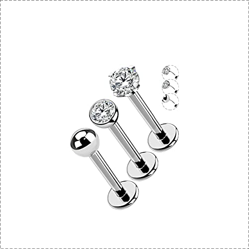 Oufer Titanium Cartilage Lip Piercing Jewelry, Push Pin Helix Lip Rings, G23 Solid Titanium Labret Piercing Jewelry, Tragus Earrings For Women Men-12Mm #TOP6