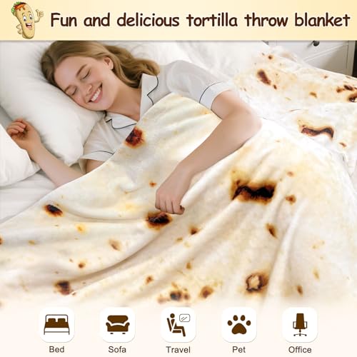 image for mermaker Burrito Tortilla Taco Blanket 80 inches for Adult Kids, Reali