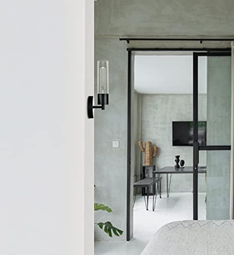 Miniatura 7 de Zenda - Aplique de pared negro con bombilla LED, lámpara de tocador de baño, apliques de pared modernos para interiores y dormitorios con pantalla