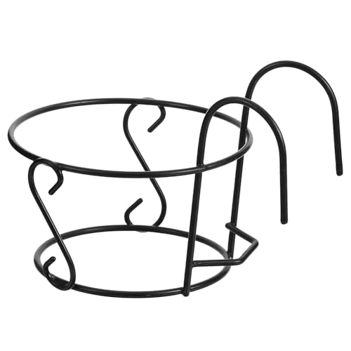 DRESSOOS Iron Hanging Balcony Flower Pot Stand, Medium Wall-Mounted Round Plant Holder for Outdoor Indoor Railing Garden Decor