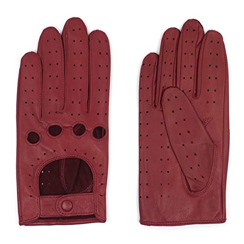 Preisvergleich Produktbild Harssidanzar Damen Lederhandschuhe Ungefüttert Upgrade, Burgund,Size M