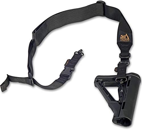 S2Delta - USA Made Premium 2 Point Rifle Sling, Fast Adjustment, Modular Attachment Connections, Comfortable 2” Wide Shoulder Strap (Black, Push Button)