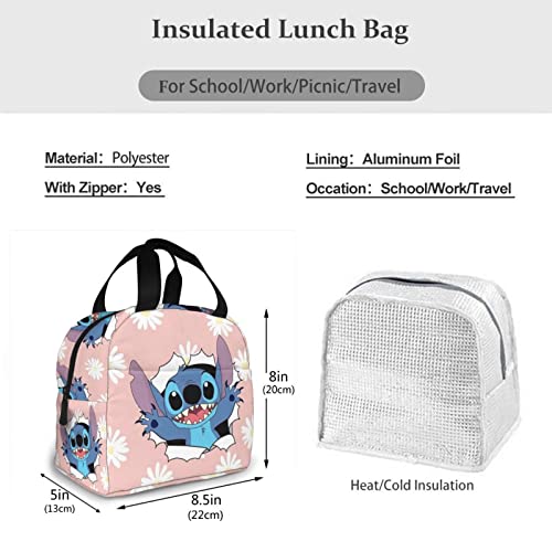Cinungnm Pink Daisy Lunch Box Portable Lunch Bag Lnsulation Insulated Tote Bag Reusable For Office Picnic For Men Women #TOP5
