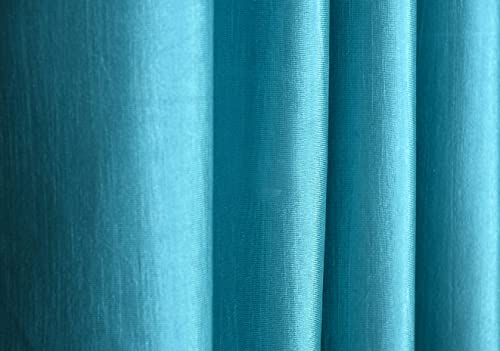 Image of DEVSANG Polyester (2 Print and 1 Solid) Grommet Curtains for Door 7 Feet Long Set of 3, Aqua, Fade Resistant | Light-Filtering