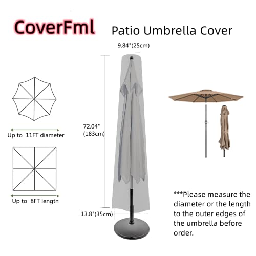 Coverfml Patio Umbrella Cover, Fit 7-11Ft Outdoor Parasol, 420D Protective Waterproof And Uv-Resistant, Market Umbrella Covers, With Rod And Package Bag. #TOP3