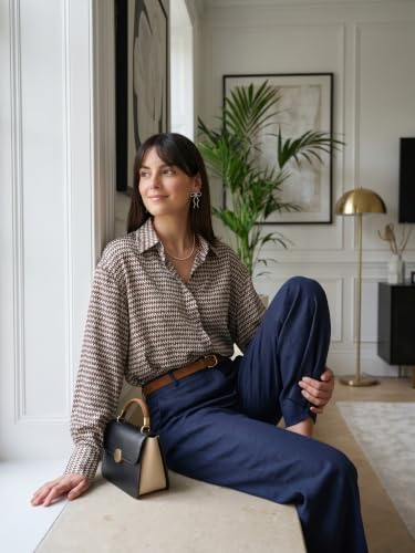 Image of OOMPH! Women's Printed Shirt | Full Sleeves | Collared Neck | Curved Hem | Casual Shirt for Women