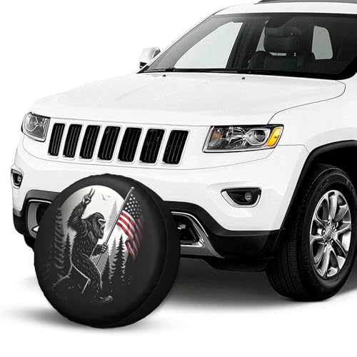 Image of American Flag Camping Spare Tire Cover Wheel Protectors Waterproof UV Resistant Wheel Covers Universal Fit for SUV Truck Rv Trailer Camper Travel Accessories 16 inch