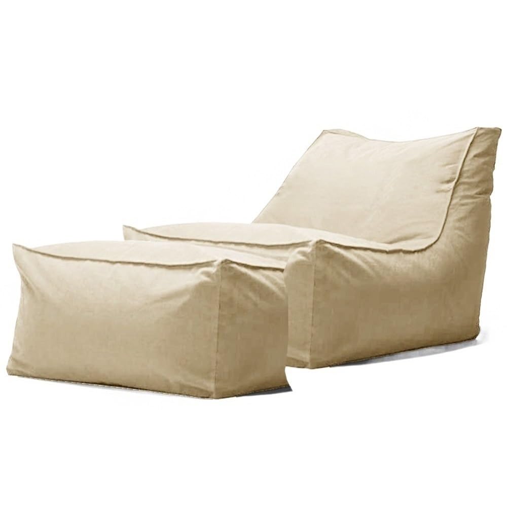 SXBCyan Exterior Impermeable Oxford Chaise Lounge Puf Cubierta Sin Relleno Jardín Playa Campamento Beanbag Sofá Cama Puff Salón Otomano(Beige)