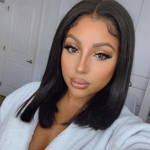 Perruque cheveux humain sans colle anti-irritation 4x4 lace front wig bob