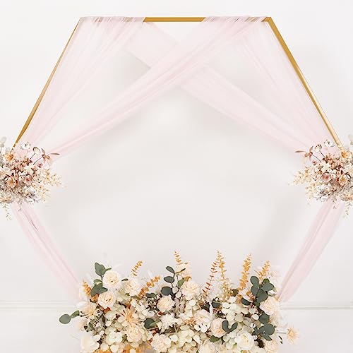 Image of MLMC Blush Pink Wedding Arch Draping Fabric 2 Panels 29 inch x 20 FT Extra Long Gauze Drapes Sheer Backdrop Curtains 6.6 Yards Outdoor Drapery Panels for Wedding Baby Shower Party Ceiling Decoration