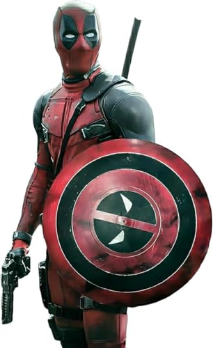 Dthrei Company® Deadpool & Wolverine - Colgante de pared para cosplay, escudo de Deadpool, disfraz medieval, decoración coleccionable para el hogar (22 pulgadas)