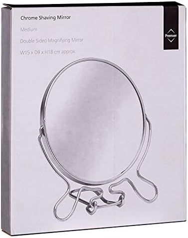 Premier Housewares Free Standing Mirror Anti- Fog Bathroom Mirror Magnifying Circle Mirror Makeup Mirror Round Mirror ,Silver,H18 cm x W15 cm x D9 cm