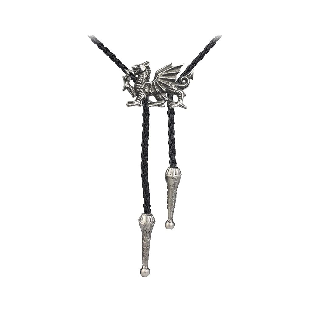 ww79 Welsh Heraldic Dragon pewter design on a Bolo Necktie