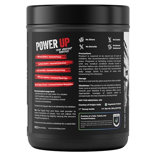 Image of Nutrabay RageX Pre Workout Supplement Powder - 360g, Orange | 200mg Caffeine, 4g Beta Alanine, 6g L-Citrulline, 600mg L-Arginine, & Black Pepper | Muscle Pump & Performance